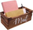 Rustic Mail Organizer Countertop Wooden Mail Holder Decorative, Farmhouse Tablet