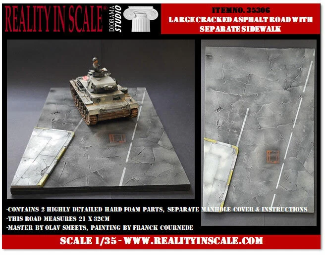 Reality In Scale 1/35 Cracked Asphalt Road (21 x 32 x 0.8cm) - Image 1 of 1