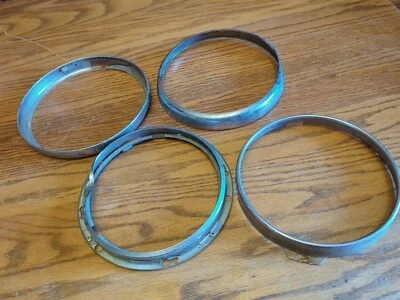 LOTE 4 COCHE PEUGEOT AÑOS 50-60 7" BISEL FARO ANILLO MOLDURA PIEZA OEM CROMO Foto 1 de 4