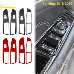 For Ford Edge 2015-2019 Carbon Fiber Window Control Lifting Panel Trim Sticker - Picture 1 of 20