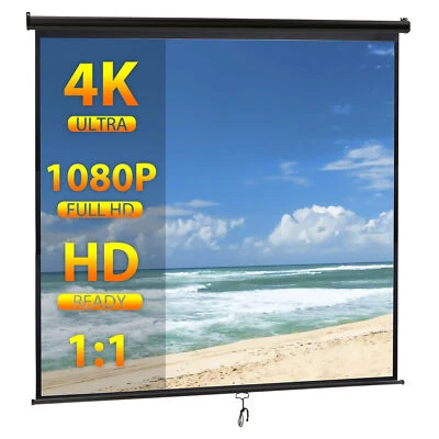 Projector Screen 120'' 1:1 40K HD Manual Pull Down Projection Screen Black - Imagem 1 de 4