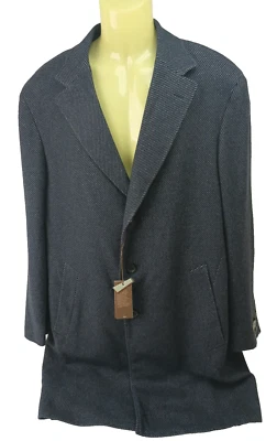 Canali Mens Blue Striped Kei Cashmere Topcoat Overcoat Coat Size 56 R EU/ 46 US - Image 1 of 4