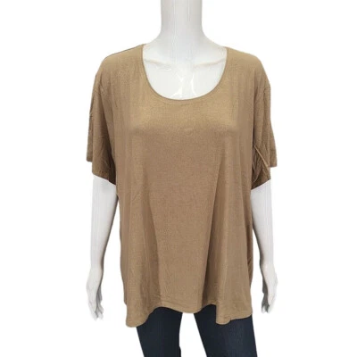 Camiseta Susan Graver Estampada Tela Metálica 3X Talla Grande Oliva Moda Top Foto 1 de 4