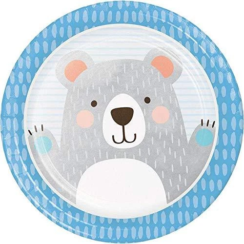 1st Birthday, Birthday, Baby Shower Bear Party Supplies 8 3/4" Lunch Plates 8ct. - Image 1 of 1