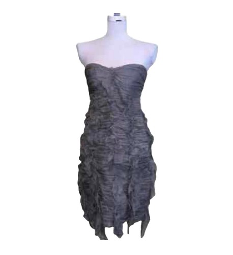 Abito Burberry seta media lunghezza grigio con volant increspato spalline spaghetti linea A nuovo con etichette