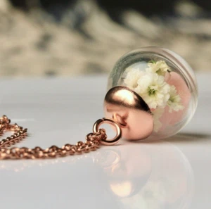 Kette Hortensie Blüten Schleierkraut rosegold Geschenkidee Frau Freundin Mutter - Bild 1 von 4