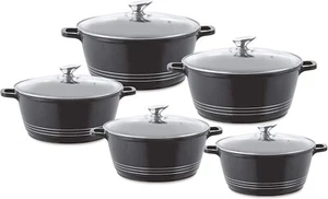 SQ Professional Durane 5pc Black Die Cast Non Stick Induction Stockpot Set - Picture 1 of 4