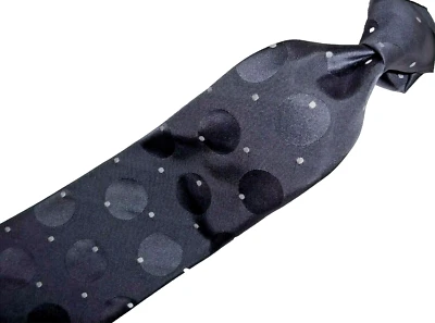!! Corbata de seda tejida gris lunares Armani Collezioni L58" x 3,5" W Foto 1 de 4