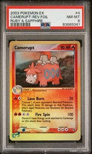 Pokemon Camerupt Reverse Holo - Ruby & Sapphire - 4/109 - PSA 8 - Picture 1 of 2