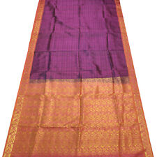 Vintage 100% Pure Silk Sarees Zari Handwoven Dual Tone Rich Pallu Sari Fabric