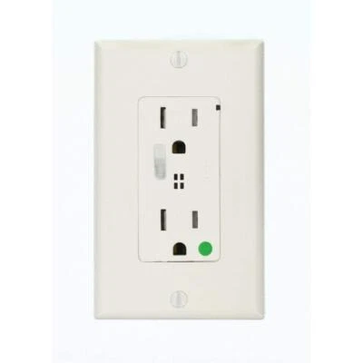 Salida de sobretensiones dúplex Decora Plus 15 amperios grado hospitalario con alarma audible, blanca Foto 1 de 4