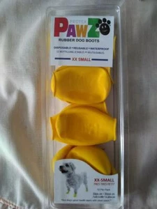 PAWZ Gummi Hundestiefel wasserdicht Pfoten Einweg wiederverwendbar XX Small gelb   - Bild 1 von 4