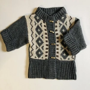 Anthropologie Elsamanda Size S Italian Wool Alpaca Gray Cream Cardigan Sweater - Picture 1 of 10