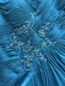 MONTAGE by MON CHERI Mutter der Braut Kleid Größe 16 blaugrün Pfau Chiffon - Bild 1 von 14