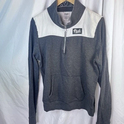 Victoria's Secret Sudadera Rosa Mujer L 1/4 Cremallera Pullover Acento Amarillo Neón Foto 1 de 4