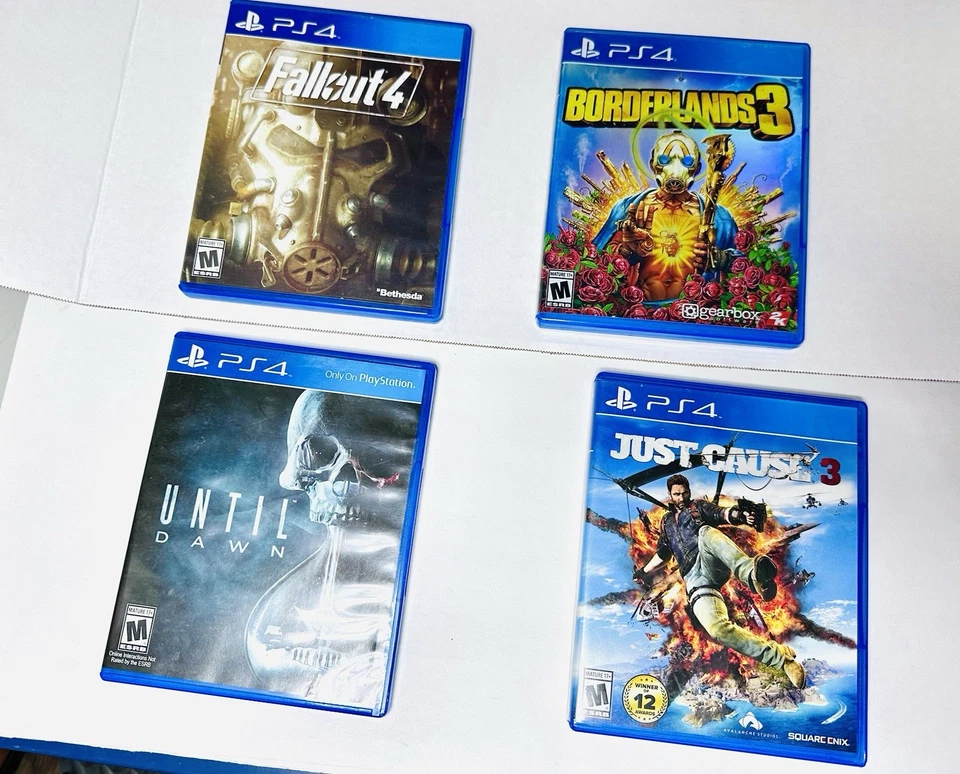 Lote de juegos PS4 L-Fallout 4, Borderlands 3, Until Dawn, Just Cause 3, limpios y probados Foto 1 de 3