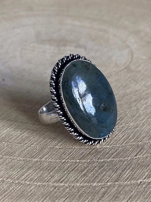 Anillo Labradorita Talla S Plata de Ley 925 Chapado Estilo Vintage Ovalado Bohemio Foto 1 de 4