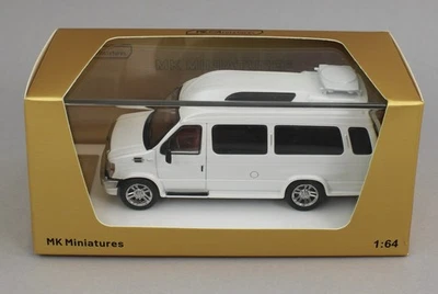 1:64 *MK MINIATURES* WHITE Ford E-350 XLT LAND YACHT Conversion Van Diecast NIB - Image 1 of 4