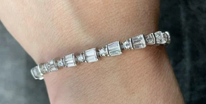Sterling Silber Diamant Sim Link Tennis Armband 7" - Bild 1 von 9