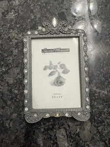 Special Moment Memories Collection 2.5 X 3.5 Silver Pewter Picture Frame Gems - Picture 1 of 1