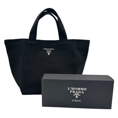 Prada Black Soft Canvas Cosmetics Bag Beauty Handle Tote VIP Gift NIB - Image 1 of 4