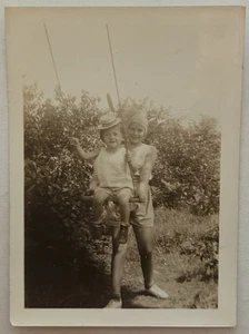 Vintage Children Kids Playing Swing Set Photo Outdoor Snapshot Velox Original - Picture 1 of 2