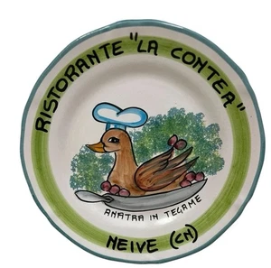 Italian Pottery Plate Del Buon Ricordo 1999 Neive "Ristorante La Contea" 9" - Picture 1 of 2
