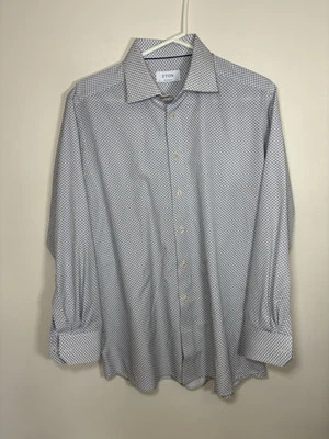 Camisa de vestir contemporánea Eton para hombre 44 17,5 blanca rosa azul Foto 1 de 4