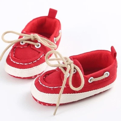 Bebé Infante Clásico Lona Bebé Zapatos Niño Niña Suela Suave Talla 1 y 3 (0-18 Meses) Foto 1 de 4