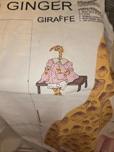 Vintage Cranston Ginger Giraffe Plush Toy Doll Fabric Craft Panel Fabric Cut Sew - Picture 1 of 5