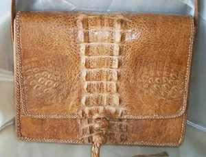 BORSA ARTIGIANALE IN VERO COCCODRILLO pezzo unico REAL CROCODILE BAG handmade - Foto 1 di 12