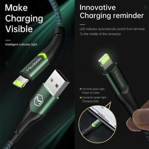 Mcdodo For Type C/iPhone Unbreakable Nylon USB C LED Fast Charging Cable Braided