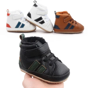 Fashion Newborn Baby Boy Pram Shoes Infant Kids Rubber PreWalker Trainers Boots - Picture 1 of 21