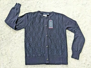 Nautica 6 LARGE Youth Girl Navy Blue Button Cardigan Sweater Lace School Uniform - Picture 1 of 9