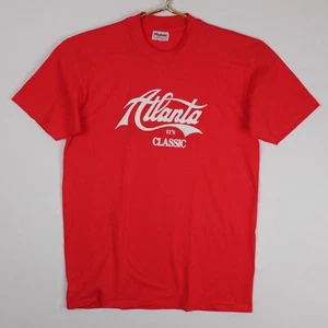 Vintage 1980s Atlanta "It's Classic" Adult L Red Graphic T-Shirt - Picture 1 of 5