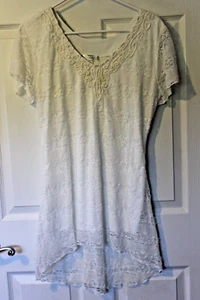 Weiße Shannon Ford New York Bluse mit Spitze gefüttert Größe Medium neu ohne Etikett - Bild 1 von 3