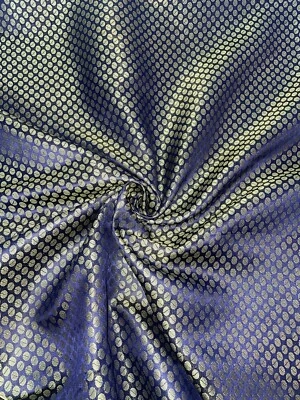 1 mtr dark navy/gold circle brocade fabric..39”wide - Image 1 of 4