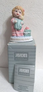 Vintage 1990 Avon - Tender Memories Porcelain Figure - God Bless My Dolly  4" T - Picture 1 of 11
