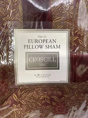 Croscill Home Pair (2) of Merlot European Pillow Shams 27”x27” NIP - Image 1 of 4