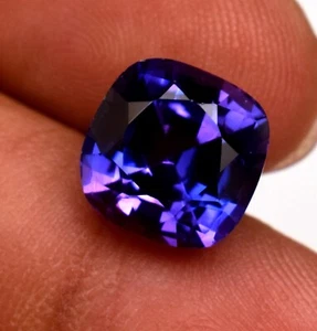 Purple Blue Bio Color Sapphire Certified 6.50Ct Cushion Cut Lab-Created Gemstone - Picture 1 of 5