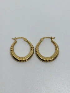 Solid 14k Gold "PPC" Hoop Earrings - Picture 1 of 6
