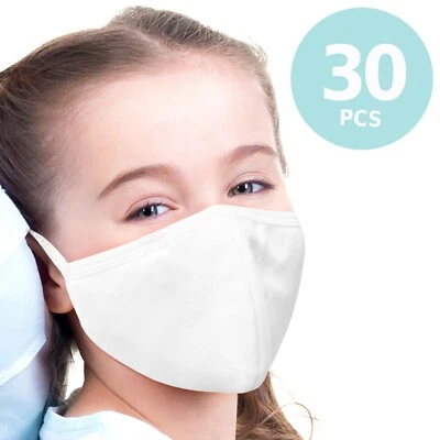 30 pieces 100% cotton Teen face mask back to school size small - Image 1 of 4