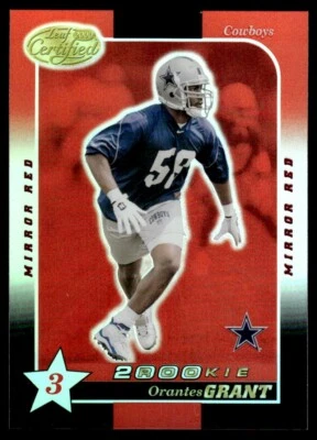 2000 Leaf Certified Mirror Red Orantes Grant Rookie Dallas Cowboys #169 Georgia - Image 1 of 2