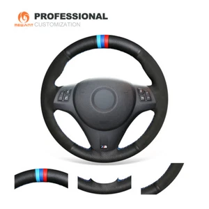 Genuine Leather Suede Steering Wheel Cover for BMW E90 E91 E92 E93 E82 E81 E87 - Imagen 1 de 7