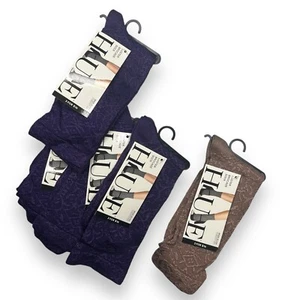 Hue Aubergine Luster Brocade 4 Pair One Size With Free Luster Brocade Mink Brown - Picture 1 of 3