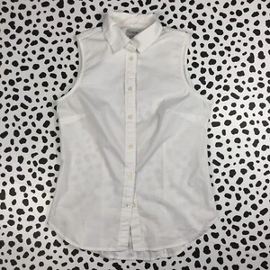 J.CREW Women's NWT White Cotton Sleeveless Poplin Shirt PETITE SMALL BT983 - Picture 1 of 6