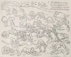 c1849 EE. UU. CALIFERIA FIEBRE DEL ORO, UNOS DÍAS EN LAS EXCAVACIONES Estampado Antiguo Original - Imagen 1 de 2