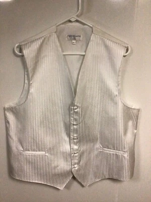 Men’s Vesuvio Napoli White Pinstriped Wedding/Special Occassion/Formal Vest  XL - Image 1 of 3