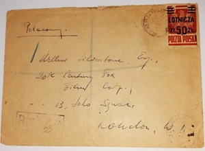 Stamps, Poland: Goznak. Fi 442b. Cover Lodz, Poland to London, UK. Error - Picture 1 of 5