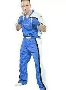 TOPTEN SPORT KARATE KICKBOXEN ULTRALEICHTES NETZ UNIFORM 1605 B BLAU WEISS Gi WAKO - Bild 1 von 5